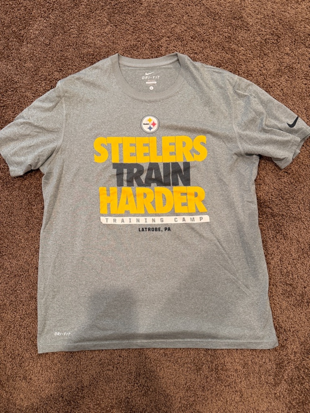 Nike Gray Steelers "Train Harder" Dri-FIT Short Sleeve Tee